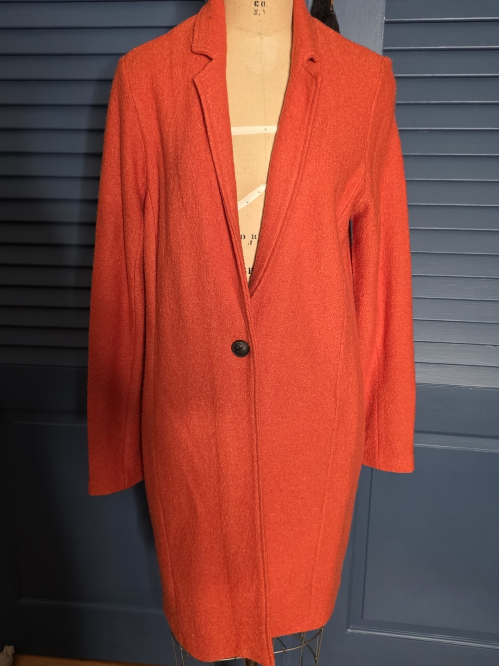 Rachel Zoe Vibrant Orange Single-Button Wool-Blend Trench Coat